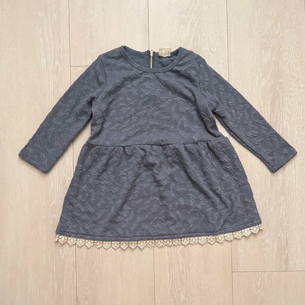 ✨Hayden Kids Dress in Gray with Lace Hem